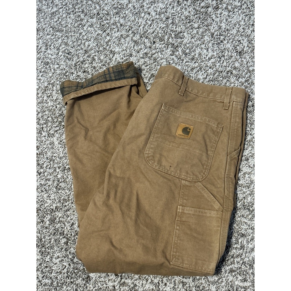 Vtg Carhartt Pants 44x32 Quilt Lined‎ Duck Work Dungaree B111 BRN USA Made